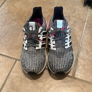 Pink & black adidas Ultra Boost these are youth 7 more like women’s 8